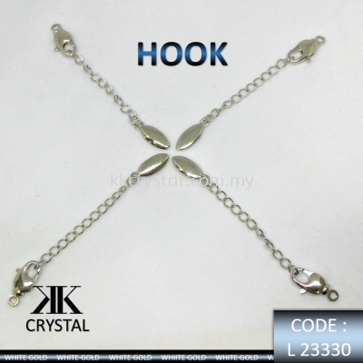 233307, HOOK, L 23330, WHITE GOLD, 4PCS/PCK