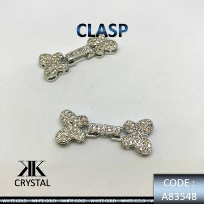 835486, CLASP, A83548, BUTTERFLY, WHITE GOLD, 2PCS/PCK
