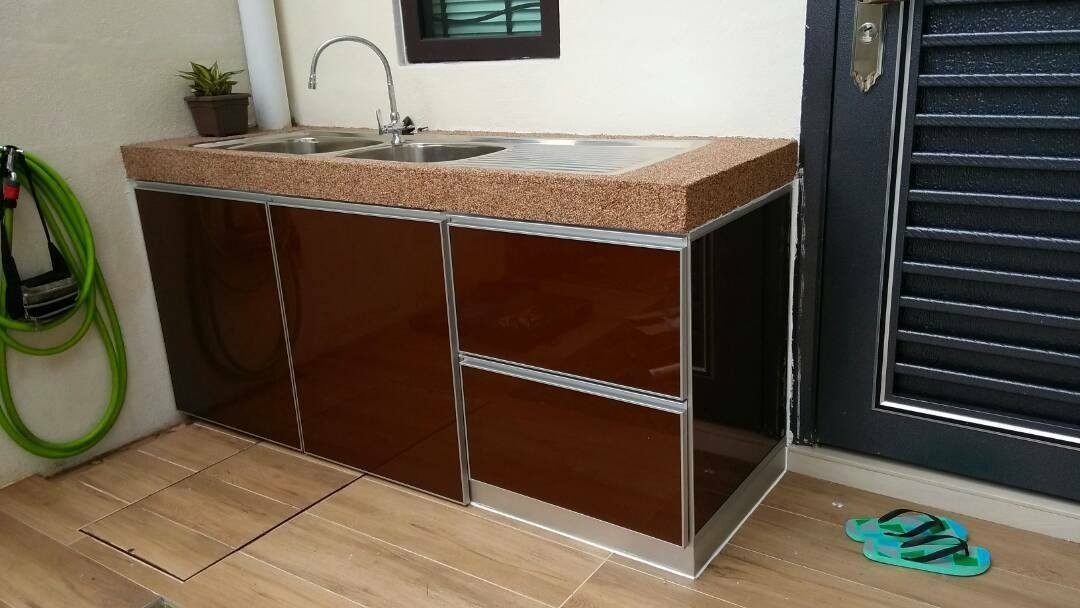 Concrete Table Wash Basin Cabinet Alumminium Kitchen Cabinet Kitchen Cabinet  Malaysia Reference Renovation Design 