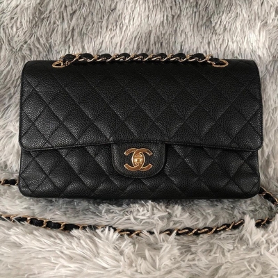 (SOLD) Chanel Classic Medium Double Flap Black Caviar GHW