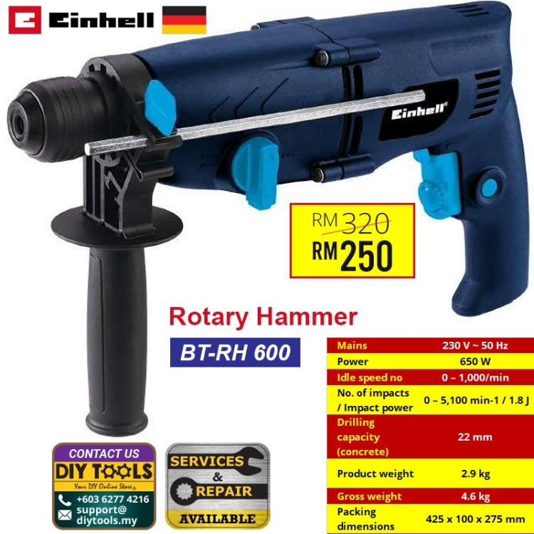 EINHELL Rotary Hammer BT-RH 600 Rotary/Demolition Hammer Power Tools ...