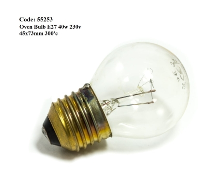 Code: 55253 E27 40W Oven Bulb