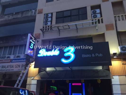 Double 3 Bistro & Pub Acrylic 3D box up LED signage at Puchong 