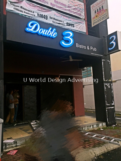 Double 3 Bistro & Pub Acrylic 3D box up LED signage at Bukit tinggi klang 