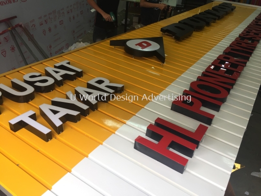 HL Pioneer tyre services sdn bhd Aluminum ceiling Trim Casing Conceal box up 3D lettering signage at port klang 