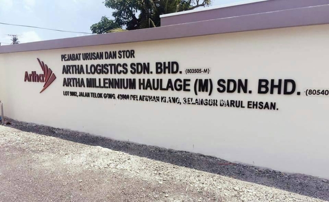 Artha Logistics 3D bo xup Lettering at Telok Gong 