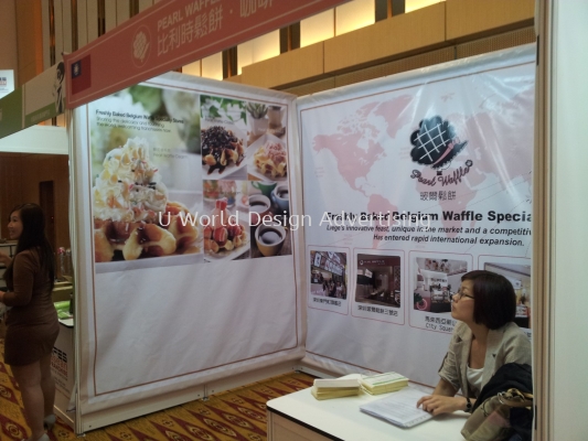 Freshly Baked Belgium Waffle Specialty Stores Banner printing booth at pwtc 
