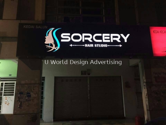 Sorcry Hair Salon Acrylic 3D box up with lightbox signboard at bandar bukit tinggi 2 klang 