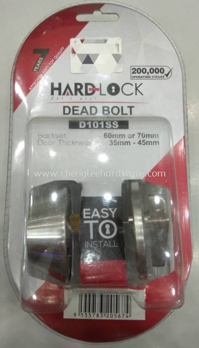 015117 ' HARD-LOCK ' D101SS 60-70MM  SINGLE DEAD BOLT