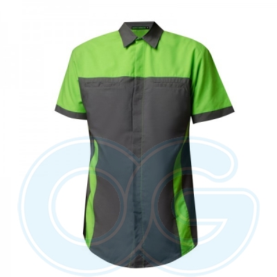 Unisex Short Sleeve Shirt (NHB18M-445) (Dark Charcoal/Lime)