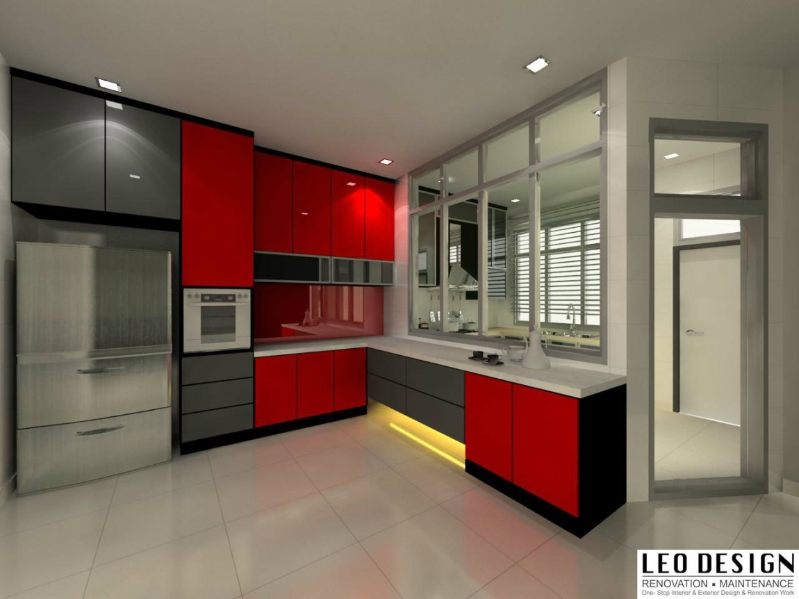 Reka Bentuk Kabinet Dapur 3D Yang Sesuai Di Malaysia Kabinet Dapur Warna Cerah Dapur Reka Bentuk 3D