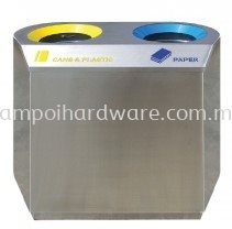 Stainless Steel Recycle Bin - Flat 2 in 1