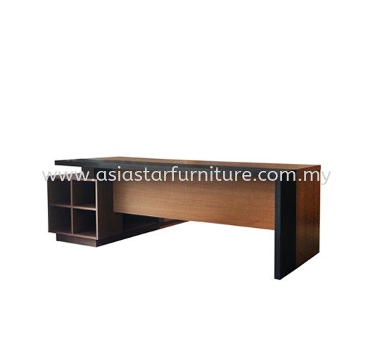 PARCO MEJA PEJABAT PENGARAH KAKI KAYU DENGAN OFFICE CABINET TEPI - Near Me Director Office Table | Director Office Table Bangsar South | Director Office Table Puteri Puchong | Director Office Table Damansara Kim