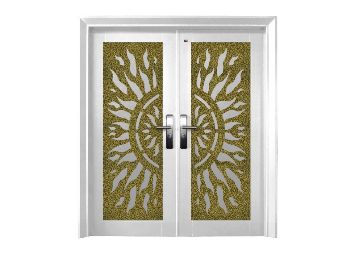 Security Door : P6-L04W White Color Double Wing Security Doors Security Door Choose Sample / Pattern Chart