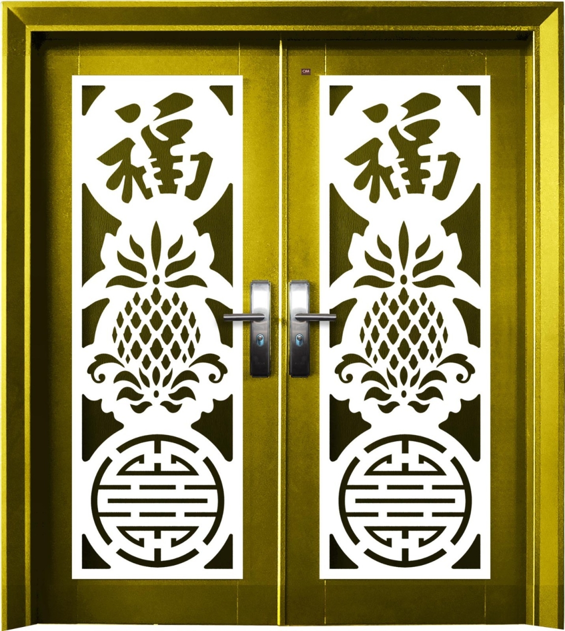 Security Door : P6-L22W Gold Color Double Wing Security Doors  Security Door Choose Sample / Pattern Chart