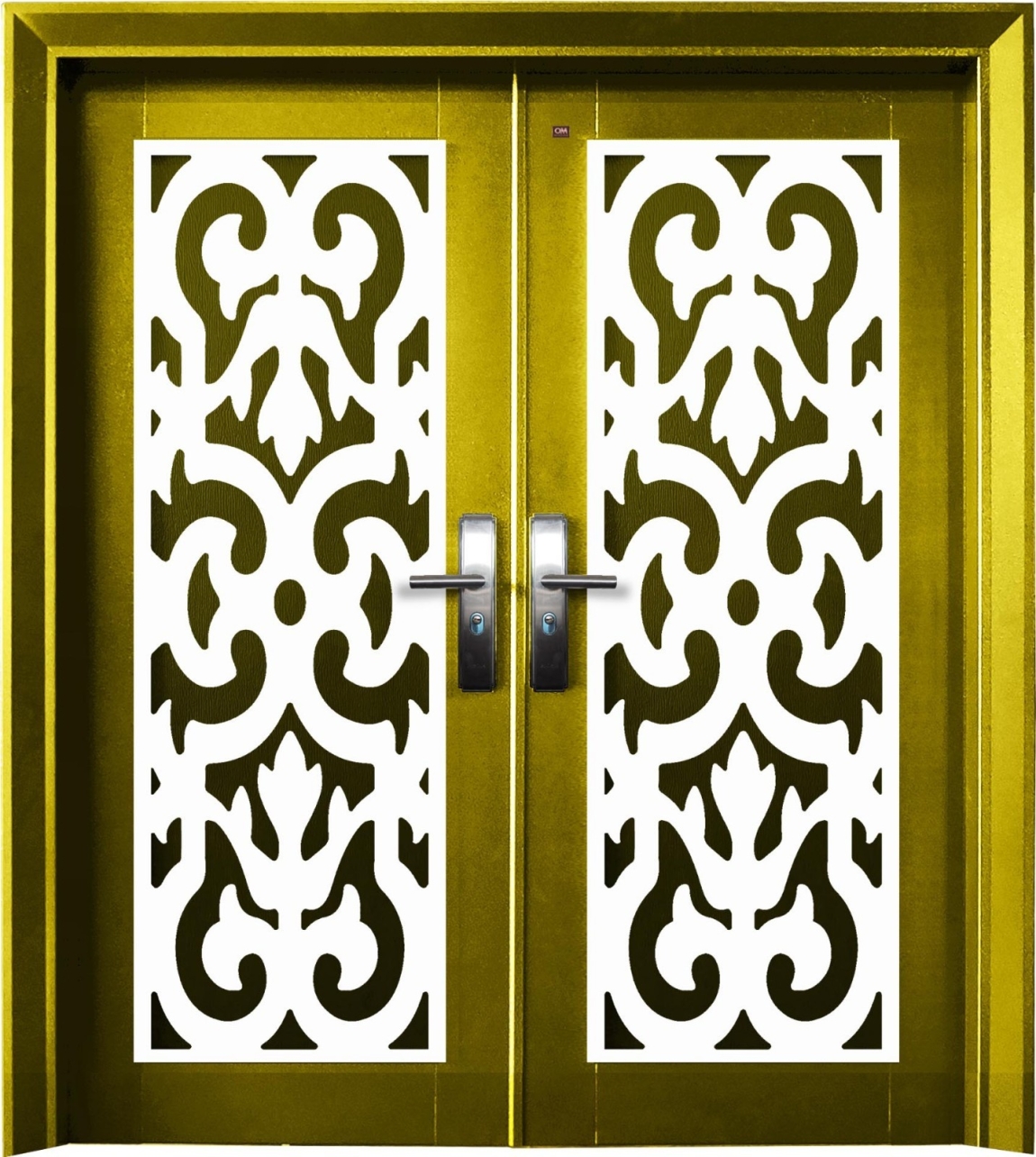 Security Door : P6-L01W Gold Color Double Wing Security Doors  Security Door Choose Sample / Pattern Chart