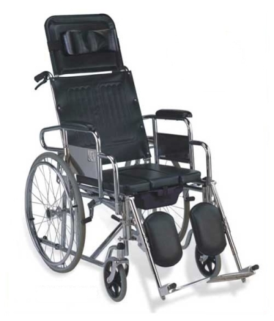 Steel Reclining Commode Wheelchair