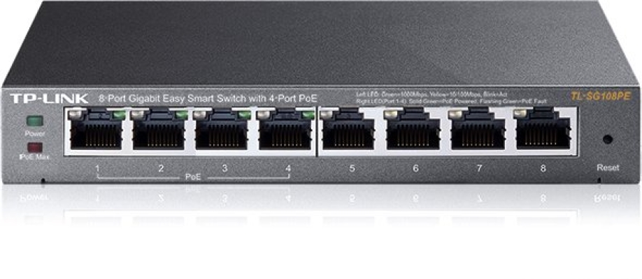 TL-SG108PE V1. TPlink 8-Port Gigabit Easy Smart Switch with 4-Port PoE