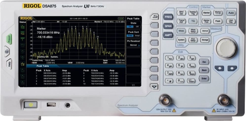 Rigol DSA875 Spectrum Analyzer, 9 kHz to 7.5 GHz