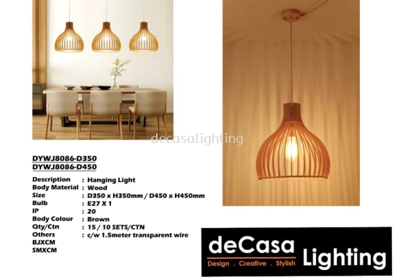 Wooden Pendant Ceiling Light (DYWJ8086-D350) (DYWJ8086-D450)