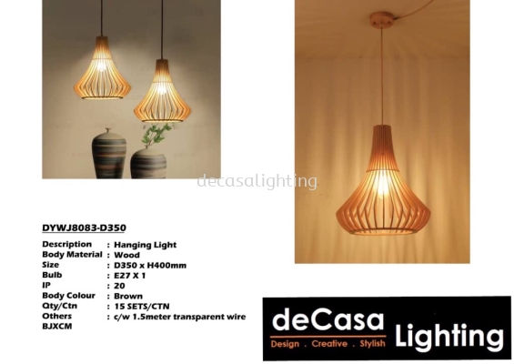 Wooden Pendant Ceiling Light (DYWJ8083-D350)