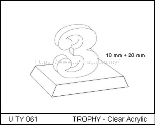 U TY 061 TROPHY - Clear Acrylic