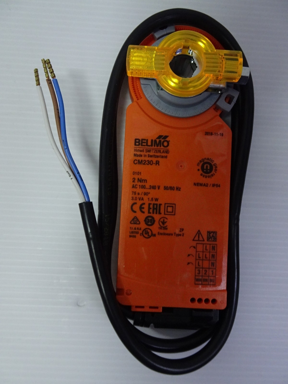 BELIMO CM230-R OPEN-CLOSE NON-SPRING-RETURN DAMPER ACTUATOR 2NM, 230VAC, 50/60HZ (REPLACED:CMU230)