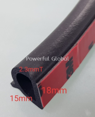 Door Rubber Seal D Shape with 3M Tape 18x15x2.3