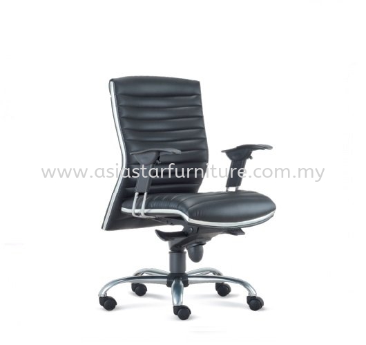 ALPHA DIRECTOR LOW BACK LEATHER OFFICE CHAIR WITH CHROME TRIMMING LINE - director office chair damansara utama | director office chair uptown pj | director office chair ulu kelang