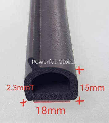 EPDM Door Rubber Seal D Shape with 3M Tape 18x15x2.3