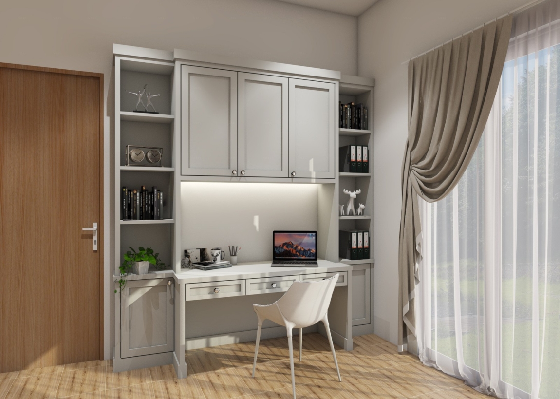 Study Cabinet 3D Design Drawing Study Table Bedroom 3D Design Drawing