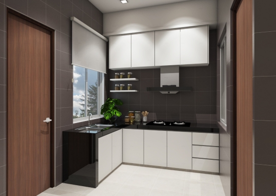 Apartment Kitchen Cabinet 3D Drawing