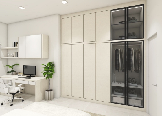 Reka Bentuh 3D  - Wardrobe Built-in & Meja Baca