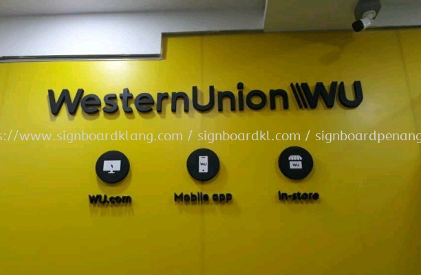 western union Wu acrylic 3D box up lettering signage at Kuala Lumpur 