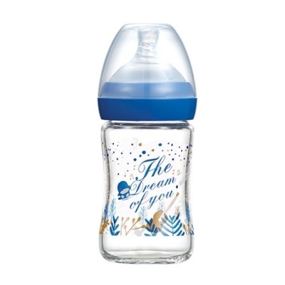 KUKU DUCKBILL The Dream of You Glass Wide-Neck Feeding Bottle BLUE 150ml (KU5868)