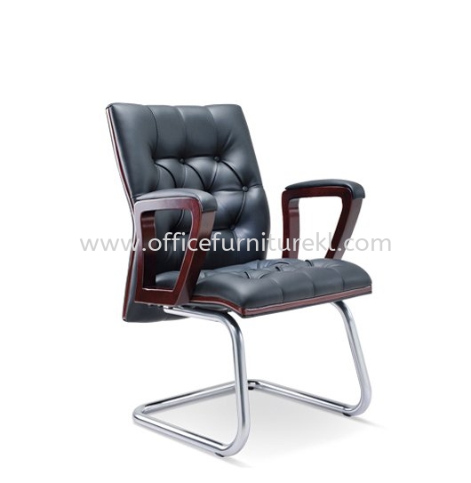 NETIZEN DIRECTOR VISITOR LEATHER OFFICE CHAIR - Year End Sale | Wooden Director Office Chair Happy Garden | Wooden Director Office Chair Taman Oug | Wooden Director Office Chair Taman Perdana 