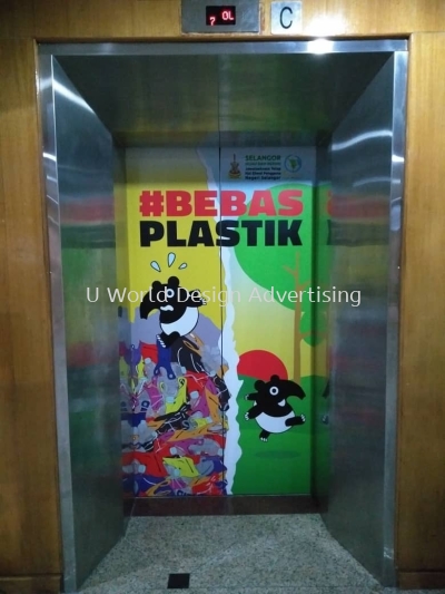 Majlis Selangor Hijau dan Bersih Inkjet Eco solvent Sticker on lift at Jabatan Kehakiman Syariah Negeri Selangor Malaysia