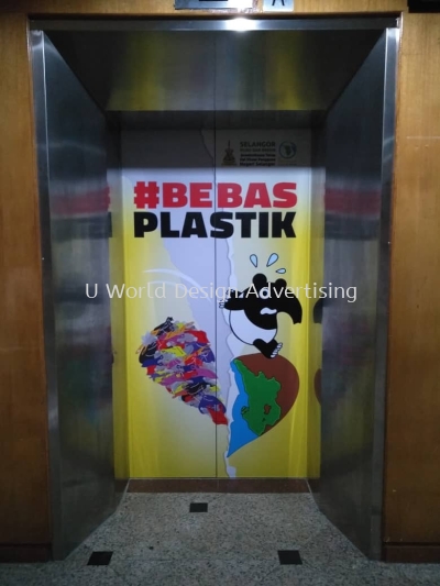 Majlis Selangor Hijau dan Bersih Inkjet Eco solvent Sticker on lift at Jabatan Kehakiman Syariah Negeri Selangor Malaysia