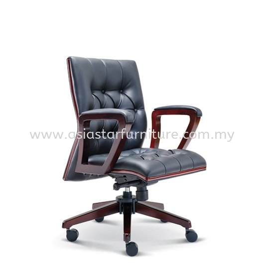 NETIZEN DIRECTOR LOW BACK LEATHER OFFICE CHAIR WITH WOODEN TRIMMING LINE- wooden director office chair damansara kim | wooden director office chair damansara utama | wooden director office chair desa park city