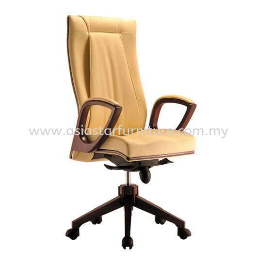 JESSI DIRECTOR HIGH BACK LEATHER OFFICE CHAIR WITH WOODEN TRIMMING LINE - wooden director office chair setia avenue | wooden director office chair bandar bukit raja | wooden director office chair klcc