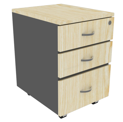 Mobile Pedestal 2D1F (Maple + Graphite)