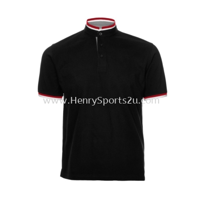 HC2302 Black with Red Oren Sport Honeycomb Short Sleeve Polo Tee