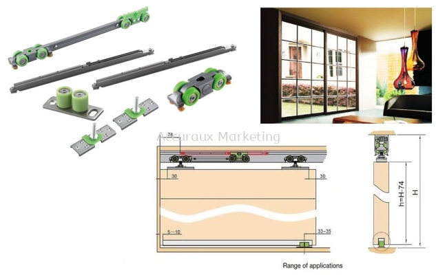 S3 Sliding Door Hardware With Double Damper (Soft Closing)