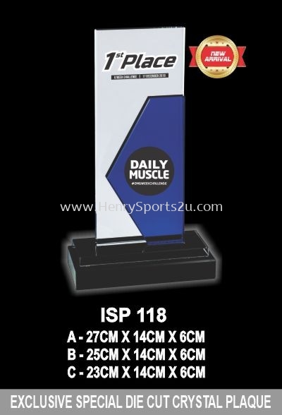 ISP 118 EXCLUSIVE SPECIAL DIE CUT CRYSTAL PLAQUE