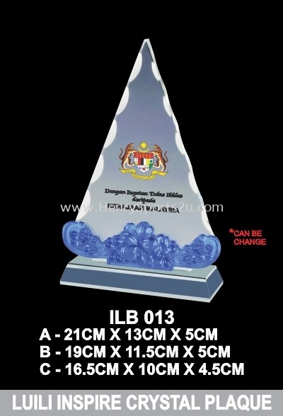 ILB 013 LUILI INSPIRE CRYSTAL PLAQUE BLUE BUNGA RAYA  SERIES