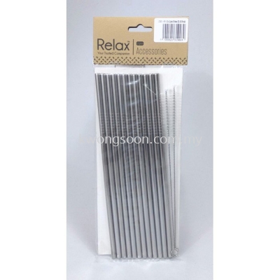 12PCS REUSABLE STAINLESS STEEL STRAW (21.5CM STRAIGHT) + 2PCS BRUSH - D2001-91