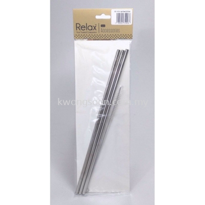 3PCS REUSABLE STAINLESS STEEL STRAW (26.5CM STRAIGHT) + 1PC BRUSH - D2002-90