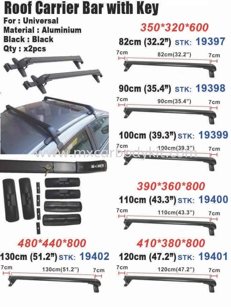 ROOF CARRIER BAR WITH KEY FOR UNIVERSAL ROOF CARRIER BAR  ACCESSORIES AND AUTO PARTS