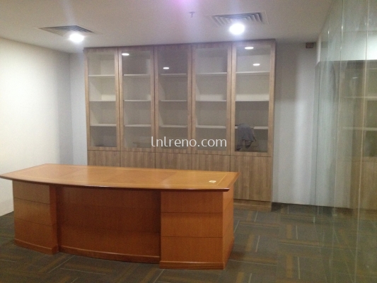 Custom made office filing cabinet, office table, office display cabinet, office reception counter, office wall paneling, office pantry