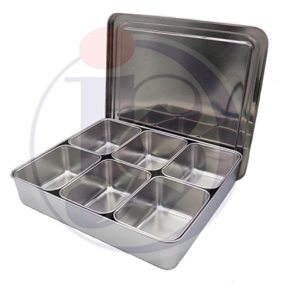 Stainless Steel 6 Grid Seasoning Box